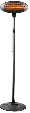 Heizstrahler für den Außenbereich, Quarz, 2000 W, Schwarz, mit Fuß, 3 Elemente und Schutzart IP34, um 360 Grad drehbar, perfekt zum Beheizen von Außenbereichen, Maße: 50,5 x 50 cm.