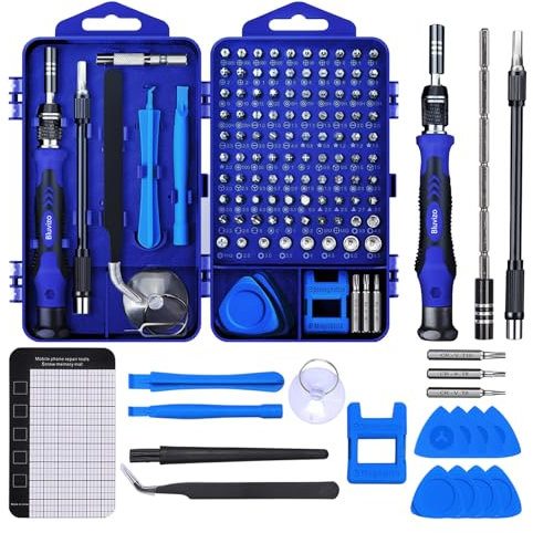Bluvizo PC Precision Screwdriver Set: Electronics Repair Tool Kit 126 in 1 Mini Screw Bits Small Magnetic Screwdriver Kit for Computer Laptop Phone