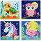 MXJSUA Lot De 4 Kits De Peinture Par Numéros Animaux Mignons Pour Enfants Avec Cadre Pour Âges 6-12, Motif Tortue Hibou Licorne Flamant Rose Peintures À L’Huile Acryliques Décoration Maison 20x20cm