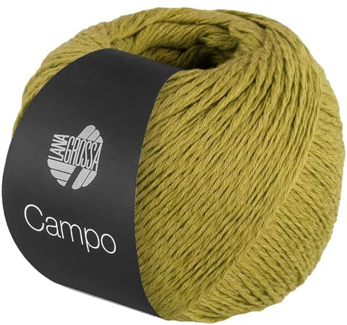 LANA GROSSA Campo | Feines, mehrfach verzwirntes Baumwoll-Mischgarn mit Struktur | Handstrickgarn aus 65% Baumwolle & 25% Viskose & 10% Leinen | 50g Wolle zum Stricken & Häkeln | 165m Garn FB 30