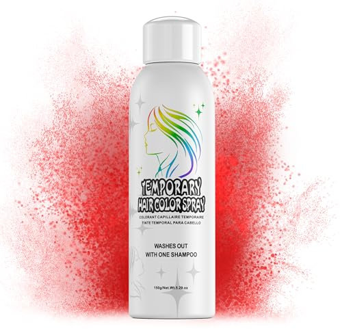 Temporäres Haarfärbespray für Erwachsene – Sofortige Rot-Farbalternative | Nicht klebend, waschbar & sanfte Formel | Für Partys, Halloween, Kostüme (150 ml)
