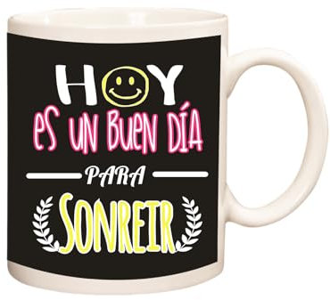 Docliick - Taza de café con frases motivadoras y original.Taza friki 350 ml, taza para regalo graciosa. Taza desayuno bonita.Hoy es un buen dia