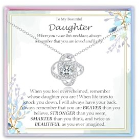 Gifts for Mum Wife Daughter Granddaughter Sister Friend Girlfriend Niece Necklace for Women, Silver Knot Necklace Gifts for Birthday Mothers Day Christmas Graduation Presents for Her Jewellery Gift