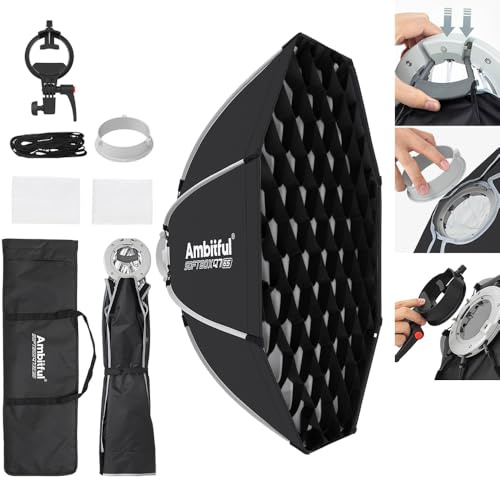 AMBITFUL 21.6 Octagon Softbox for Studio Flash & LED Vider Lights | Quick Release,Bowens Mount, with Speedlite Bracket, for CB60/CB100, SL60, LE200, SK400, V1/V100, AD200