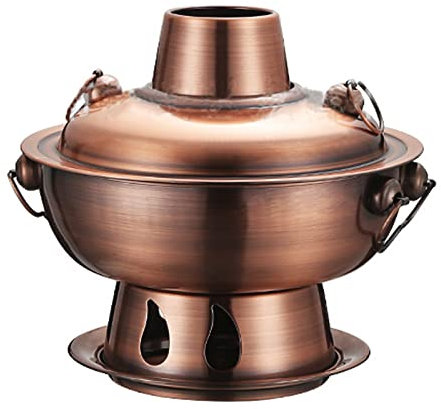 DFGHNBVC Chinese Copper Hot Pot, Stainless Steel Chinese Hot Pot Cooker Traditional Stew Pot Soup Pot Cookware For Home Party Family Gathering,Red Copper