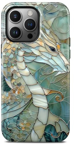TAMUEL for iPhone 15 Pro Max Case, Dragon Stained Glass Aesthetic Phone Case, Compatible with Magsafe, Trendy Cute Cool Magnetic Slim Shockproof Protective Women Girl Men Cover