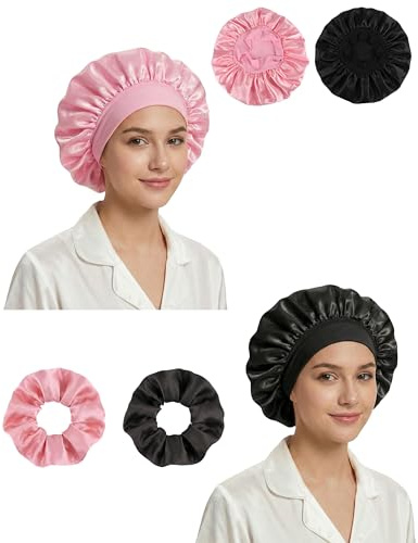 lulir Lot de 2 Bonnet Satin Cheveux Nuit, Bonnet en Satin