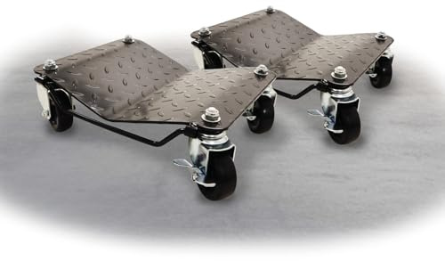 BITUXX 2 Stück Stahl Rangierhilfe für PKW Auto Rangierroller Rangierheber Wagenheber Roller Bis 680Kg Belastbar pro Rangierroller Schwarz
