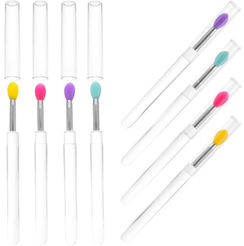 CTIRCHIU 8pcs Silicone Lip Applicators Lip Silicone Brush with Caps Portable Lidded Design for Applying Gloss and Balm Daily Makeup Use