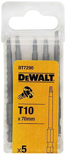 Dewalt Torsion Schrauberbits DT7290 (T10, Gesamtlänge 70 mm, optimale Passgenauigkeit, aus europäischem Hochqualitätsstahl, in wiederverschliessbarer Kunststoff-Box) 5 Stück