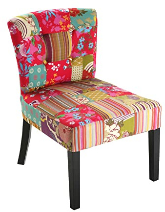 Versa Pink Patchwork Essensstuhl, Bunt, Maßnahmen (H x L x B) 73 x 64 x 50 cm, Baumwolle und Holz, Farbe: Rosa