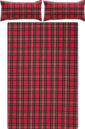 Erwin Müller warme Bettwäsche Flanell buntgewebt rot Größe 40x80 cm / 200x240 cm - hautsympathisch, atmungsaktiv, samtweich, 100% Baumwolle, mit Knopfverschluss