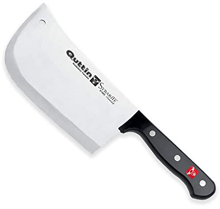 Quttin Macheta Cocina Profesional, Cuchillo Carniceria Hoja de Acero Inoxidable. Mango de Polioximetileno POM, Sybarite Negro 17,5 cm
