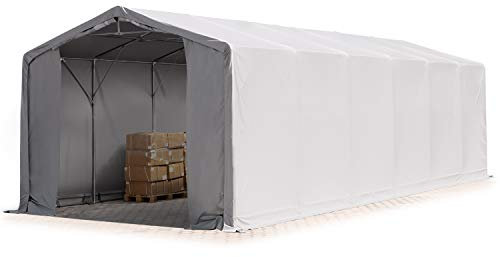 TOOLPORT Zelthalle 6x12 m / 3m Seitenhöhe Garage Industriezelt Lagerhalle PVC Plane 850 N wasserdicht grau