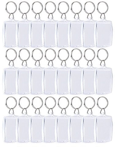 Sumind (50 Stück Foto Insert Schlüsselbund Acryl Leer Schlüsselring Bilderrahmen Schlüsselanhänger Klar Spalten Schlüsselanhänger Lichtbild Größe, 4 cm mal 5,5 cm