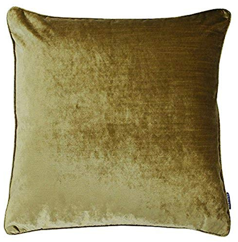 Riva Paoletti Luxe Velvet Polyester Filled Cushion - Gold - Soft Velvet Feel Fabric - Reversible - Hidden Zip Closure - Machine Washable - 100% Polyester Case - 55 x 55cm (22 x 22 inches)