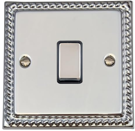 Georgian Polished Chrome Light Switch (1 Gang/Black Insert/Chrome Switch) - MC301