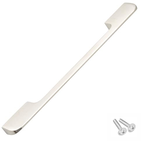 Decoranddecor Slimline Polished Brushed Chrome Kitchen Bathroom Bedroom Cabinet Door Drawer Furniture Handles (224mm or 256mm Hole Center, Brushed Chrome)