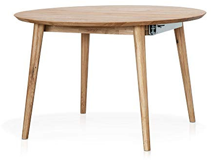 moebel-eins ASCON Esstisch XL/Ausziehtisch rund 120/165 cm, Material Massivholz, Wildeiche geölt