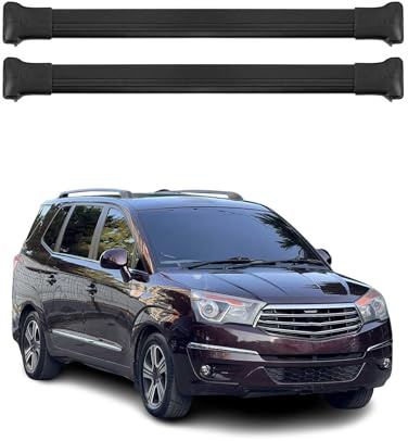 OMAC Dachträger für SsangYong Rodius 2012-2019 Aluminium 2 Stangen Schwarz | bis 75 kg Traglast, Querträger, Grundträger