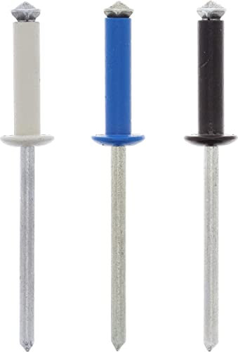 Restagraf - Rivets Épanouis Bleus, Blancs, Noirs pour Plaques d'Immatriculation - Diamètre 4 mm - Fixation Durable sur Carrosserie ou Support Plastique - Réf. 228445 - Blister de 8
