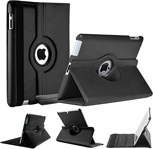 Para Apple iPad Air (1ª generación) 2013 A1474 A1475 A1476 360 grados giratorio Stand Smart Protective Cover (negro)