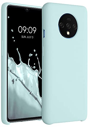 kwmobile Hülle kompatibel mit OnePlus 7T Hülle - Silikon Handy Case - Handyhülle weiche Oberfläche - kabelloses Laden - Cool Mint