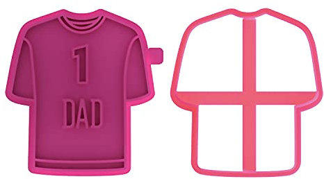 LissieLou Football Shirt Cookie Cutter and Stamp Father's Day Icing Stamp Fondant Embosser - Light Pink