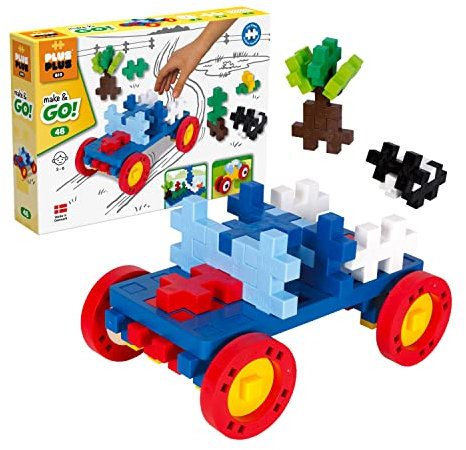 Plus-Plus 9603422 Kreativ-Bausteine, Big Fahrzeuge-Set, Konstruktionsspielzeug, PlusPlus Make&Go, 46 Teile, Basic
