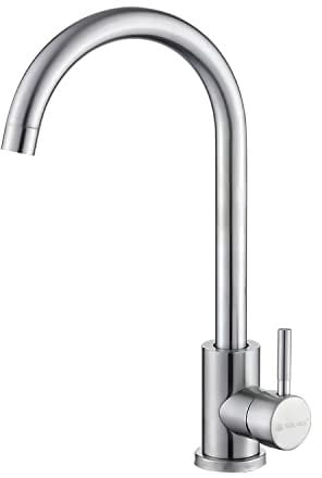 SOLVEX Grifo de Cocina,Giratorio 360° Grifos de Cocina de Acero Inoxidable 304 Monomando Regulable en Frío y Calor,Mezclador Fregadero Caño Alto Diseño Elegante,SP-10020