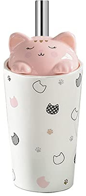Cat Coffee Mug with Lids,Ceramic Travel Mug with 3D Kitty Lid,Reusable Tall Cup for Tea, Milk,Bubble Tea,Coffee for Camping, Travel & Office Christmas Mug Gift 480ML (White)
