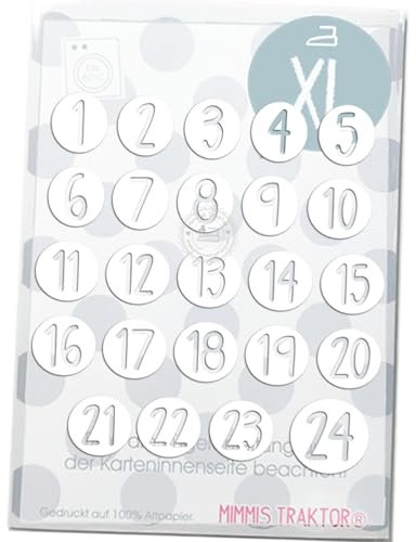 Bügelbild Adventkalender Zahlen Kreis zum Aufbügeln 3 cm 1-24 Flockfolie Aufbügler Applikationen Bügelsticker für Stoffe Textilien Kinder zum Aufbügeln Flicken, Farbe:weiss