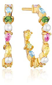 Sif Jakobs Jewellery Damen-Creolen 925er Silber Farbstein One Size Bunt, Gold 32023991