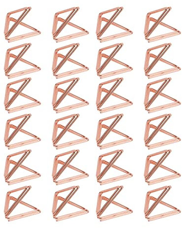Asixxsix 24er-Pack Tischkartenhalter, Mini-Tischkartenhalter in Stabiler Dreiecksform, Rostbeständig, Dekorative Tischnummernhalter für Tischkarten, Hochzeitsempfang, Tisch, Party, Büro,(Roségold)