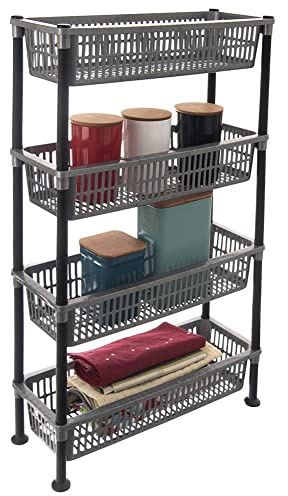 orion group Stehregal Standregal Organizer Aufbewahrungskörbe 4-stufig für | Küche Badezimmer Werkstatt schmal robust 83x19,5x50 cm