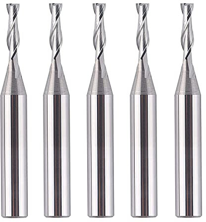 SpeTool 5PCS 1/8 Cutting Diamter Spiral Upcut Router Bit with1/4 Shank,Carbide CNC Wood Router Bits Set for Plunge Slot Cutter