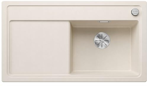 BLANCO ZENAR 5 S | Granitspüle aus SILGRANIT softweiß | [91,5x51x20,2 cm] | für 50 cm breite Unterschränke | Hauptbecken rechts | Reinigungsfreundlich | Großes Becken
