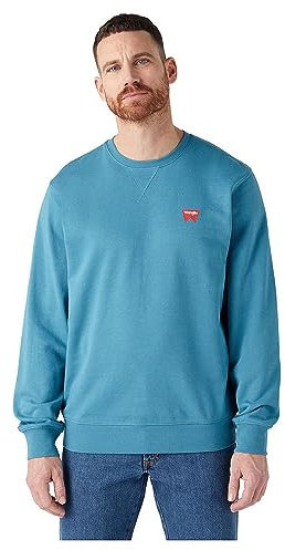 Wrangler Herren Sign Off Crew Sweatshirt, Storm Blue, L EU