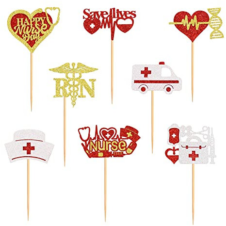 Cyodoos 24 Stück Krankenschwester Cupcake Topper Krankenschwester Schule Abschluss Cupcake Picks Medizinische Rn Krankenschwester Grade Thema Geburtstag Party Kuchen Dekorationen Zubehör