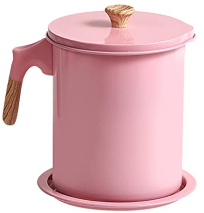 Recipiente para tocino, recipiente para aceite hierro acero inoxidable, olla del colador aceite con tamiz fino, 1,4 L, para la conservación aceite para freír y Weiting