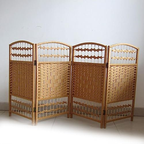 Paravent pour Chambre d'enfant en Rotin, Paravent Pliable pour Enfants Paravent pour Aire De Jeux Mobile Paravent Japonais Séparateur De Pièce (Couleur : Natural-4 Panel, Taille : 60x120cm)
