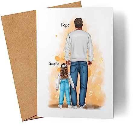 Kiddle-Design Vatertagskarte Personalisiert Grußkarte Namen | Für Papa Vater zum Geburtstag als Geburtstagskarte | Kleinkind