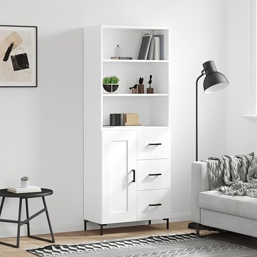 Tidyard Highboard Hochschränke fürs Wohnzimmer Sideboard Kommode Schrank Anrichte 69,5x32,5x180 cm Holzwerkstoff