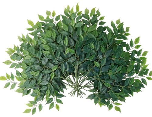mizii Künstliche grüne Stiele, Seidenblätter, 58,4 cm, Ficus-Girlande, Sprühpflanzen, künstliche Grünpflanzen, Dekoration für Tafelaufsätze, Hochzeitsbogen, Blumenstrauß, Tisch, Heimdekoration, 24