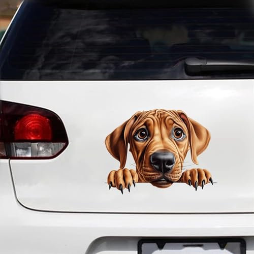 Rhodesian Ridgeback Vinyl-Auto-Aufkleber, Motiv: scheuernde Hunde, 15,2 cm, wasserdicht, für Autos, Laptops, Wände, Türen, Fenster, Stoßstangenaufkleber, Dekoration, Geburtstagsgeschenk