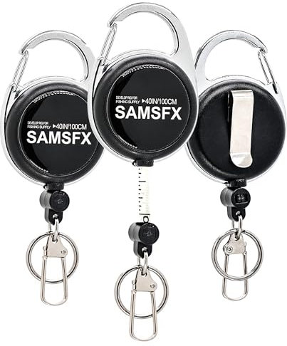 SAMSFX Maßband, Fischlineal, 1 m, einziehbares Maßband für Fischmessung, doppelseitiges Angelzubehör, 3 Stück in einer Packung