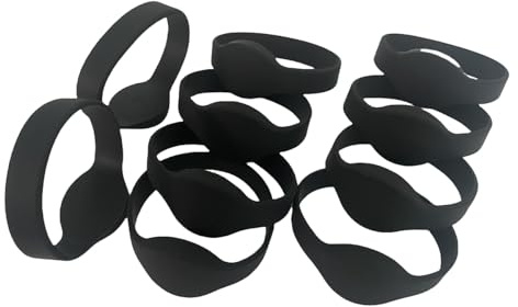 Lot de 10 bracelets en silicone RFID 13,56 MHz, NFC M1 Classic 1K, compatibles avec contrôle d'accès en lecture et inscription, noir