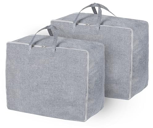 LIVIVO 75L Clothes Storage Bags Pack of 2 – Large Underbed Storage Organiser with Handles, Heavy Duty Zips & Moisture-Resistant Material – For Duvets, Blankets, Clothes & Moving Home