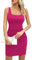 Missufe Robe d'été moulante pour femme - Mini robe en tricot moulante - Robe crayon courte, Rose, L