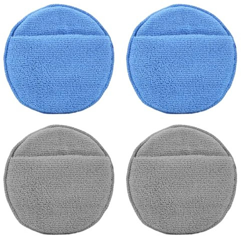RDNKVB 4pcs Mikrofaser Polierschwamm Auto Premium Applikator Pads für Wachse Polituren Lackreiniger Lackversiegelung Handpolierschwamm Auto Kratzfreie schonende Anwendung